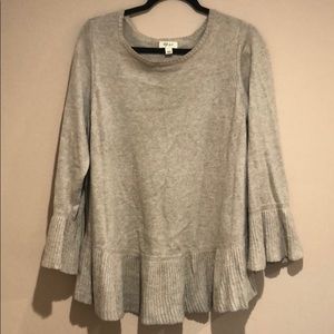 Style & Co Beige Peplum Sweater W/ Flounce Sleeves